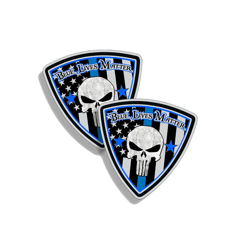 

Cover Scratches 2X Funny Blue Lives Matter Punisher Skull Color Car-Sticker Decal Bumper Window Bodywork Car Interior KK13*13cm