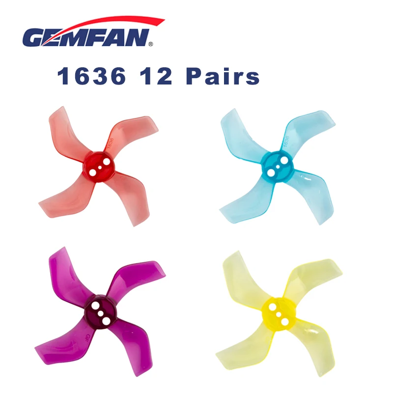 12 пар Gemfan 1636 1 6x3 6x4 40 мм мм/1 5 отверстие 4 лопасти Пропеллер для 1103 1105 дрона FPV Racing RC