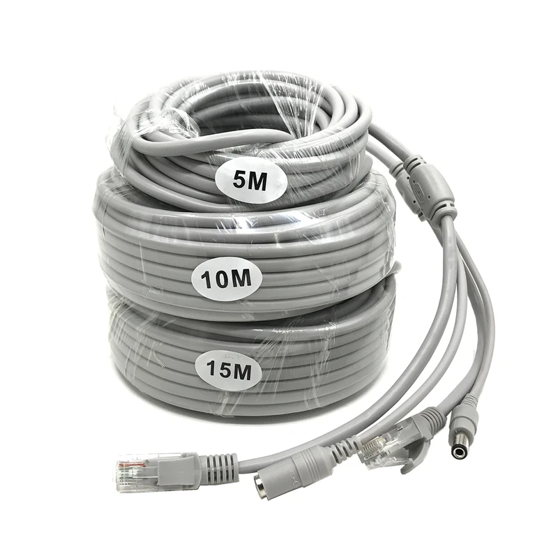 

5M 10M 20M 30M Ethernet RJ45 Network Cable 12v DC Power 2.1x5.5mm Extension Wires For CCTV NVR Recorder Routers IP Camera System