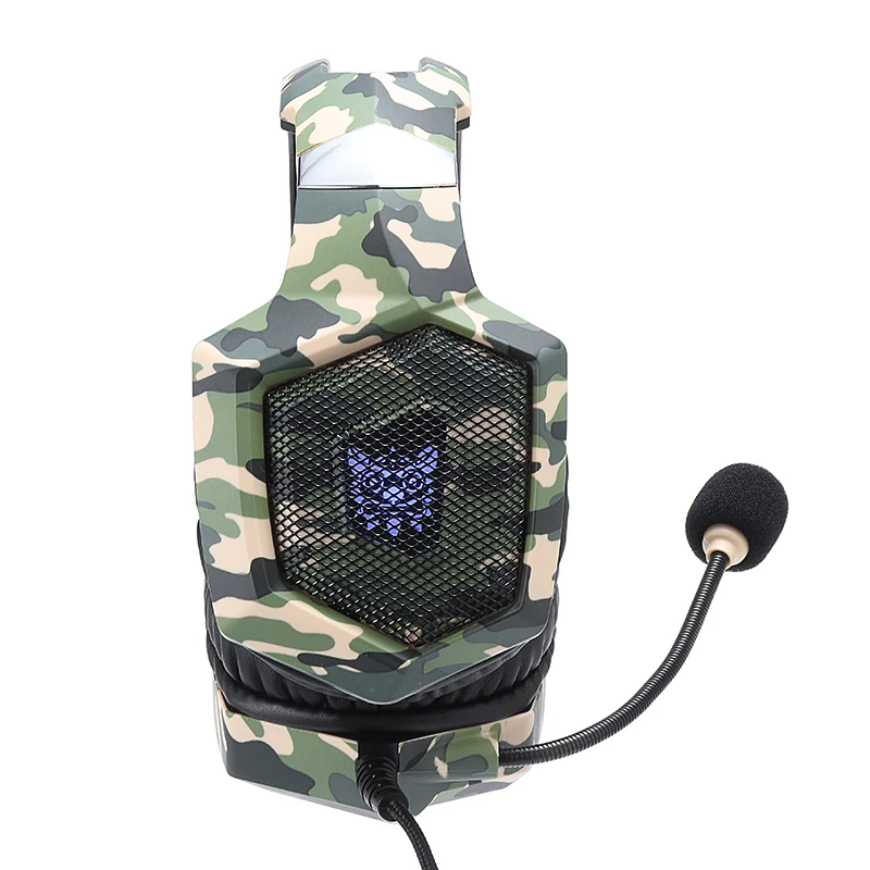 Mayitr 1pc Camouflage Green K8 Stereo Gaming Headset Professional LED Light Gamer Headphone With Foldable Microphone