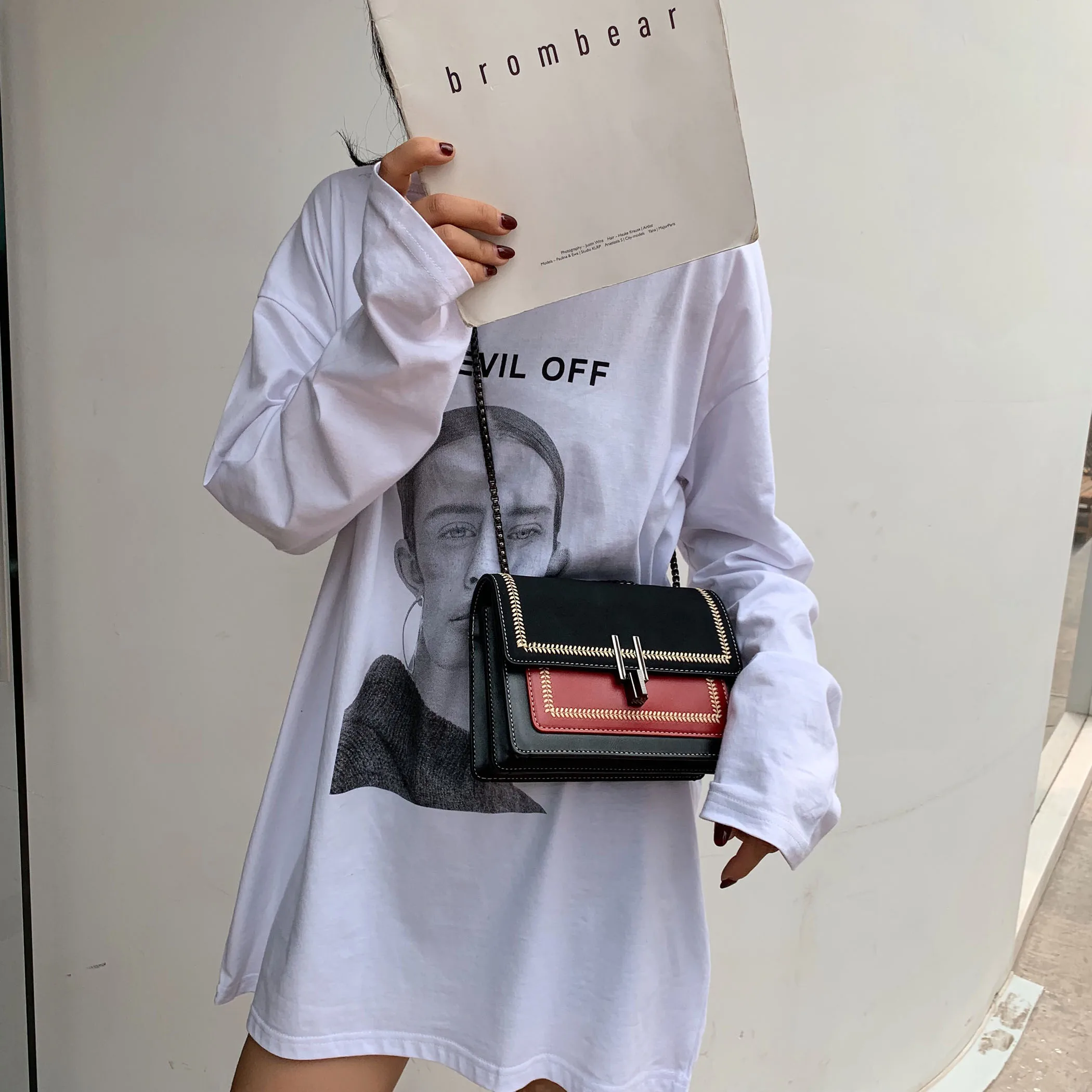  Contrast Color Scrub Leather Crossbody Bags For Women 2019 Shoulder Messenger Bag Female Small Hand - 4000035467688