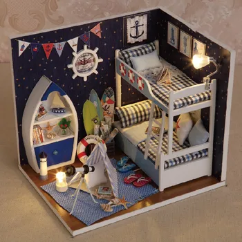 

Face The Sky DIY Wooden Mini Dollhouse Assembling Handmade Building Model Kits Miniature Furniture Doll House Decoration Toys