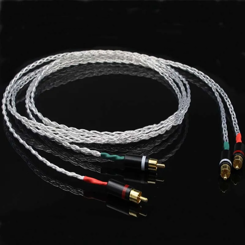 HiFi 8AG одиночный Кристальный серебряный аудио кабель Hifi RCA соединительный с
