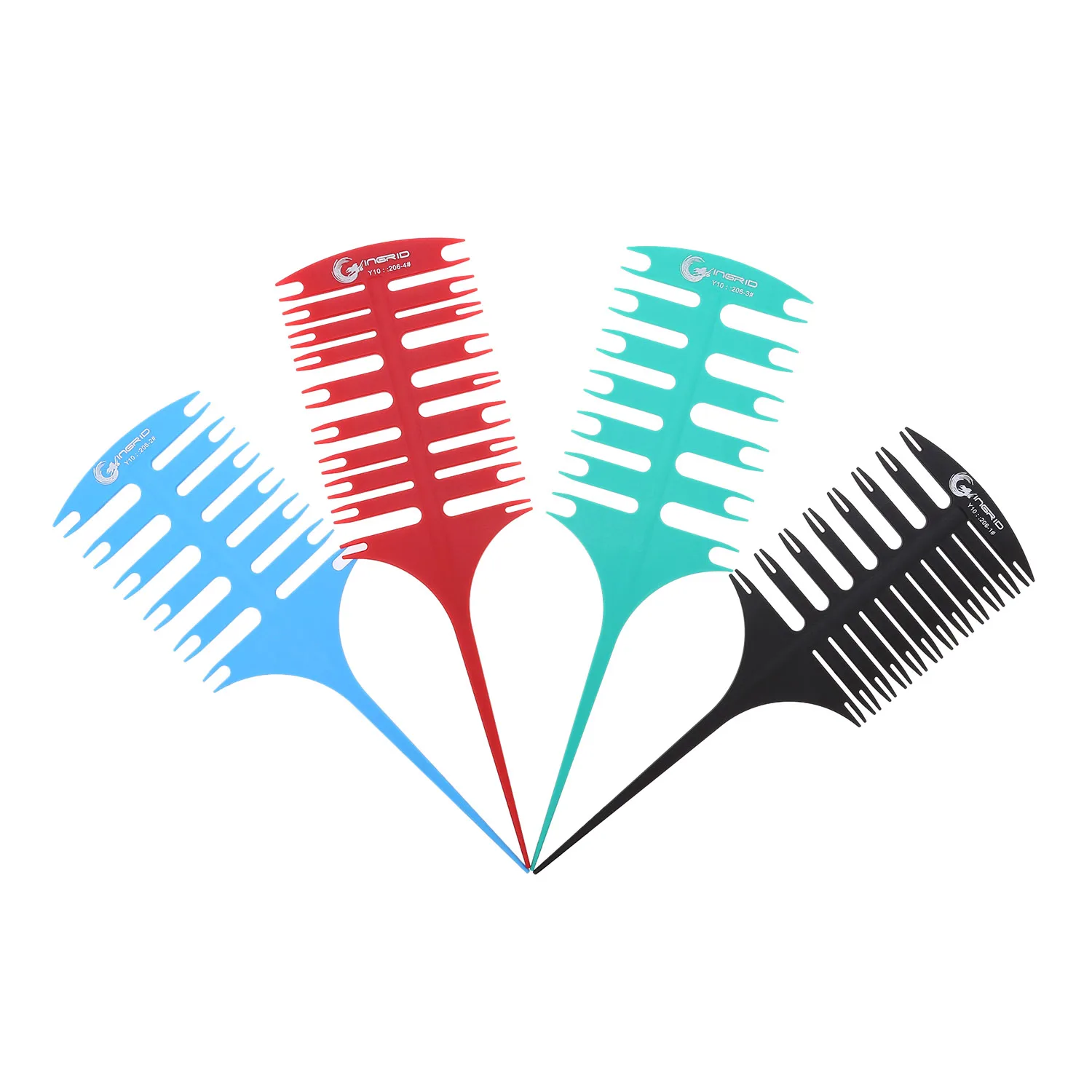 4Pcs/Set Hair Highlight Sectioning Comb for Hair Coloring 3-Way Hair Dye Styling Highlighting Weaving Comb Set Styling Comb