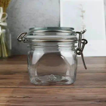 

220ML 220ML Plastic Square Clip Top Storage Jar With Airtight Seal Lid Kitchen Food Container Tableware Preserving Cosmetic