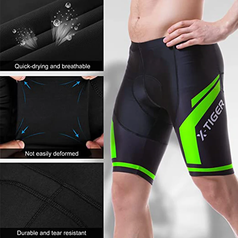 Cycling Shorts X-TIGER Men MTB Shockproof Bike Shorts Summer Breathable Bicycle With Coolmax 5D Gel Padded Bib Tights cycling bib shorts,cycling shorts
