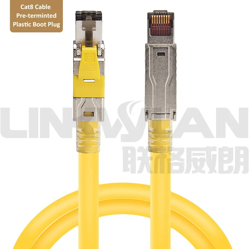 Cabo de Rede Ethernet Rj45 Cat8 Cat7 Cat6a Cabo Pré-terminado Pré-montado Cabos de computador e conectores - Imagem 4