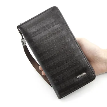 

Male Wallet Men's Wrist Strap Wallet Big Capacity Phone Bag Card Holder 2020 New PU Leather zipper Long Clutch Bag boys wallet