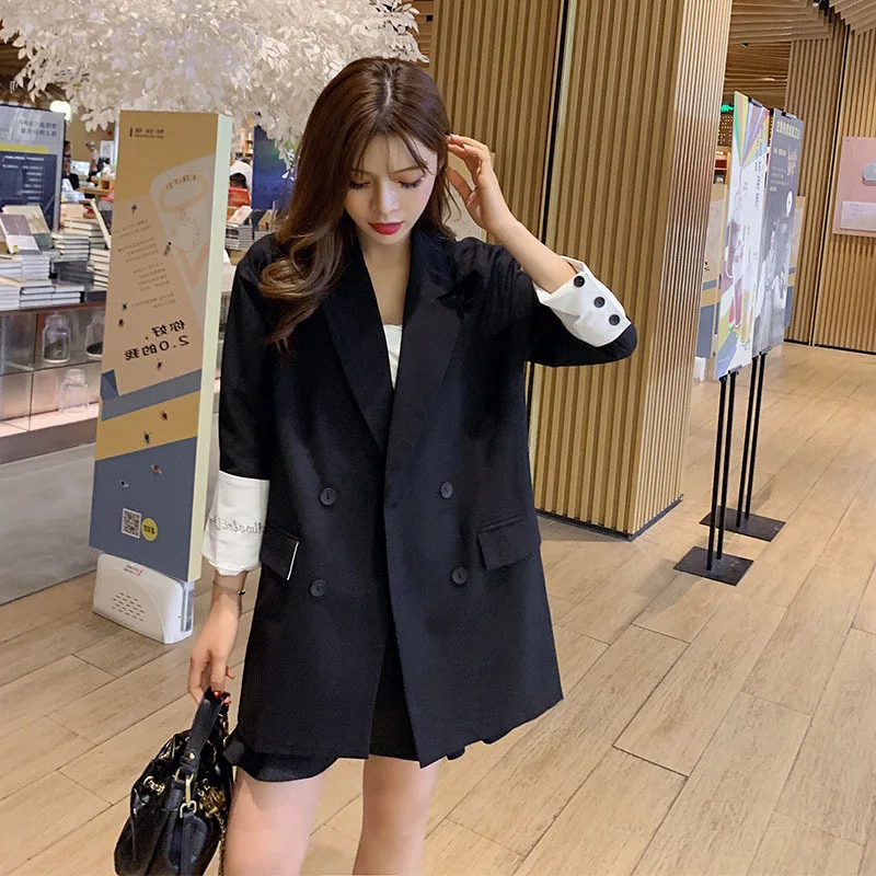 

Currently Available Small Suit Coat Women's Autumn 2019 New Style Versatile Double Breasted Turn Sleeve Best Friend-Blazer