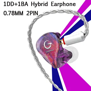

Guideray 1BA+1DD Hybrid Earphone HIFI Earbuds 0.78mm 2pin Headset Custom Made Hi-Res Monitor GR-i18 /GR-i58/GR-i68 Earphone