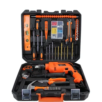 Best 43 Pcs/set Power Tools Set With Hand Tools Combination Electric Drill Plier Claw Hammer Utility Knife Hex Key Scoket PTS014