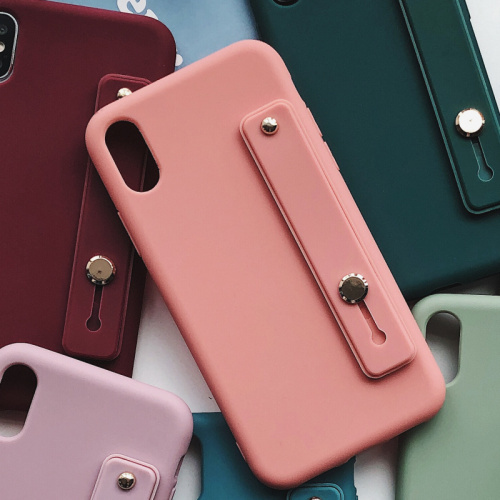 Candy Colour Wristband Bracket Case For iphone11 12 13 Mini Pro Max 8 7 plus 6 For iphone X XR XS MAX Silicone Soft Cover