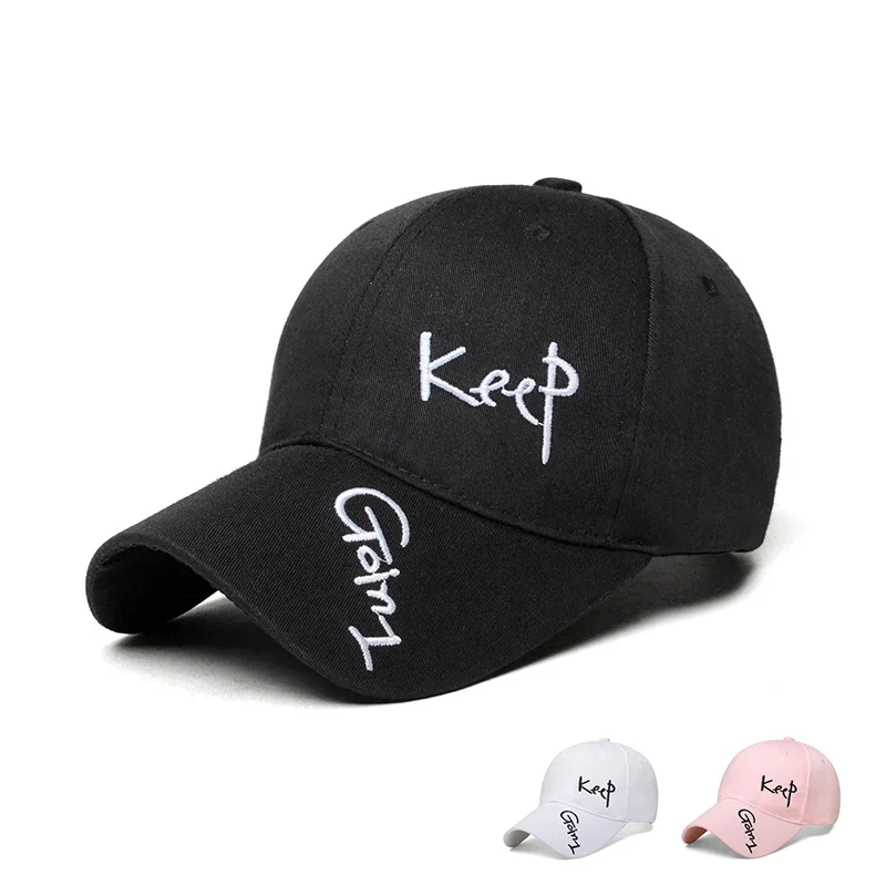 

Spring And Summer New Style Korean-style Cotton Baseball Cap Women's Men Lettered Embroidered Topee Simple Brim Hat