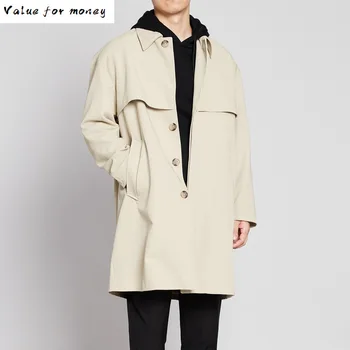 

2020 Men's fall paragraph dust coat grows in the new men's fashion left shoulder men coat lapels, 8339