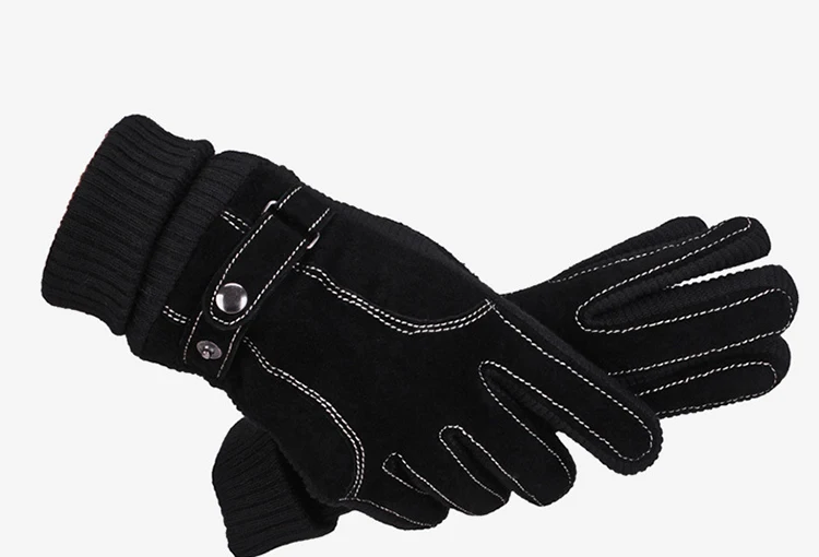 Dilidala Leather Motorcycle Gloves Cold-proof Solid Color Touch Anti-freeze Touch Screen Gloves Leather Driving Gloves Men