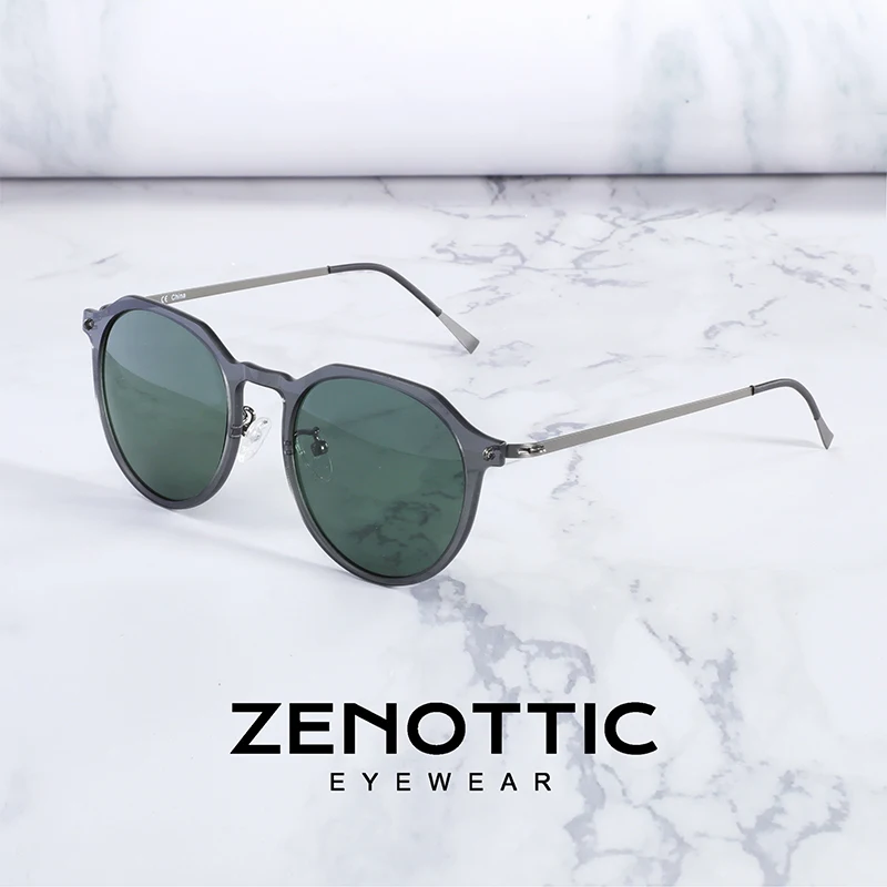 Солнцезащитные очки ZENOTTIC зеркальные для мужчин и женщин UV 400 нейлоновые титановые круглые поляризационные