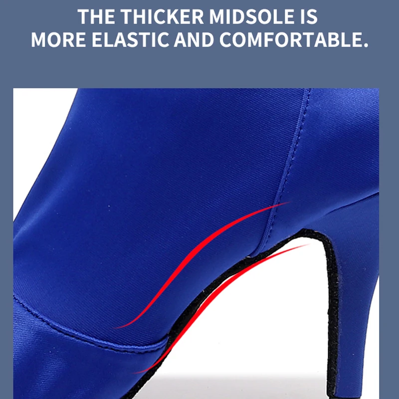 Women High Heel Latin Ballroom Dance Shoes Girls Blue Bachta Salsa Dancing Shoes For Woman Cuban Heel Kizomba Shoes For Dance