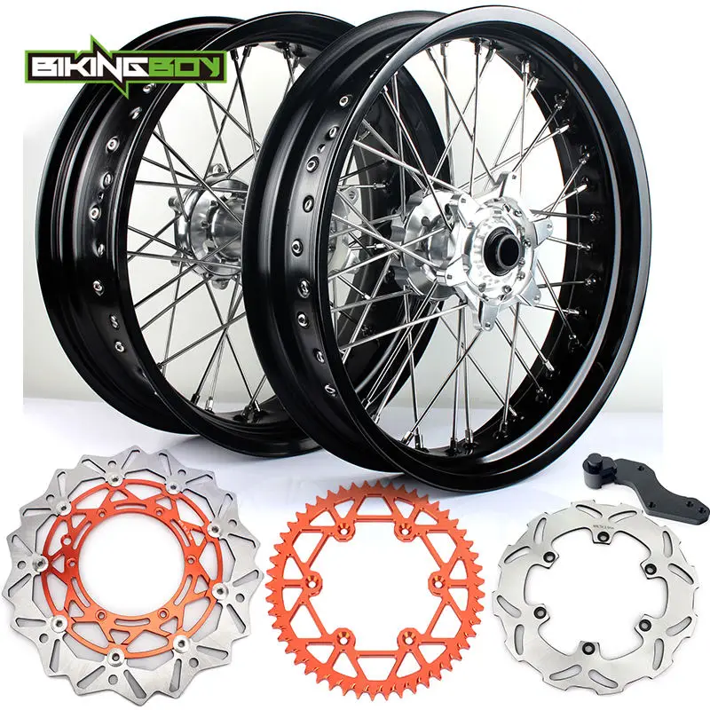 3.5 4.25 Silver BIKINGBOY SX SXF MXC SXS XC-W 3,5 5,0/4,5/4,25 1" супермото передние и задние колеса обода ступицы тормозные диски кронштейн звездочки винт - Цвет: 3.5 4.25 Silver