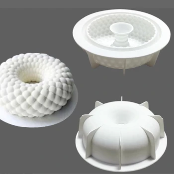 

Silicone Mold Round Grid Shaped Baking Tray Cake Pan Cake Desser Decorating Tool Non-stick Bakeware Pastry Silicone Cake Mould