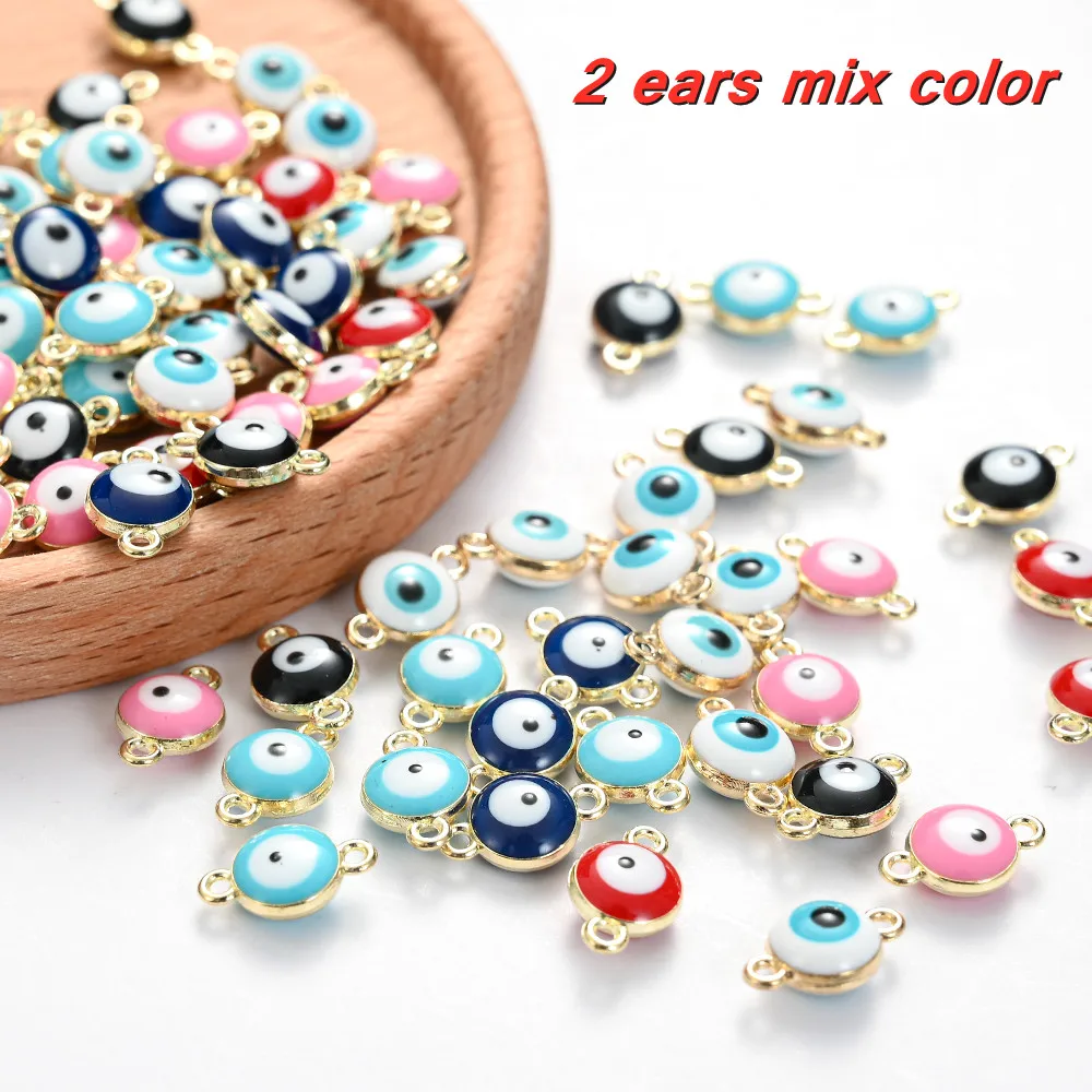 black beads chain 10/30/50pcs Metal Evil Eye Beads Charms Multicolor Enamel Pendant Charm For Diy Making Necklace Bracelet Anklet Jewelry Supplies silicone beads