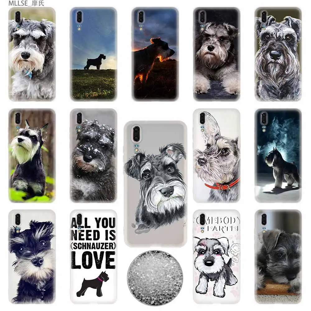Миниатюрный чехол из ТПУ с изображением собаки шнауцера чехлы для телефонов Huawei