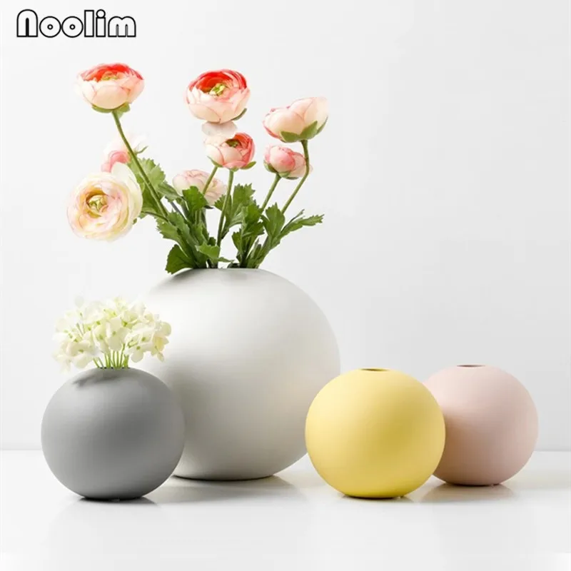 Скандинавская современная керамическая ваза в форме шара простые искусственные