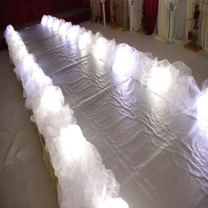 10M/Lot Upscale Wedding Aisle Runners T Station Dedicated Road Cited Light String Yarn For Party Decoration Props Supplies