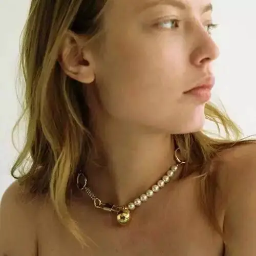 Timeless Wonder Chic Pearl Geo Chain Linked Choker Necklace Women Jewelry Gown Punk Gothic Trendy Top Boho Ins Rare Hiphop 2332 | Украшения