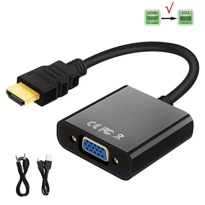 Кабель-адаптер HDMI-совместимый с VGA преобразователь цифрового сигнала в