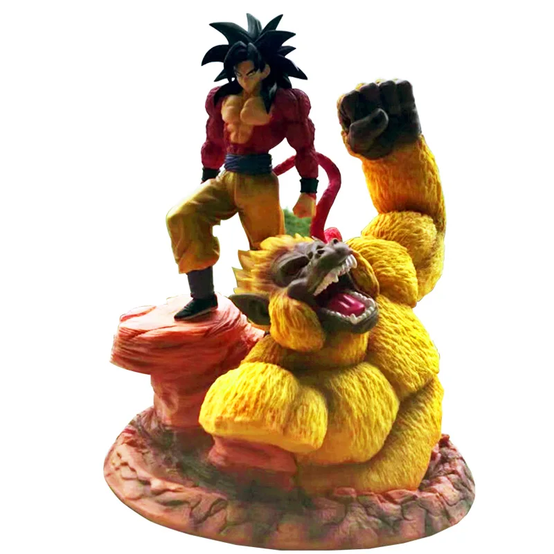 Dragon Ball Z Super Saiyan 4 Son Goku Gold Great Apes сцена статуя каучуковая фигурка DBZ Фигурки Коллекционная модель игрушки