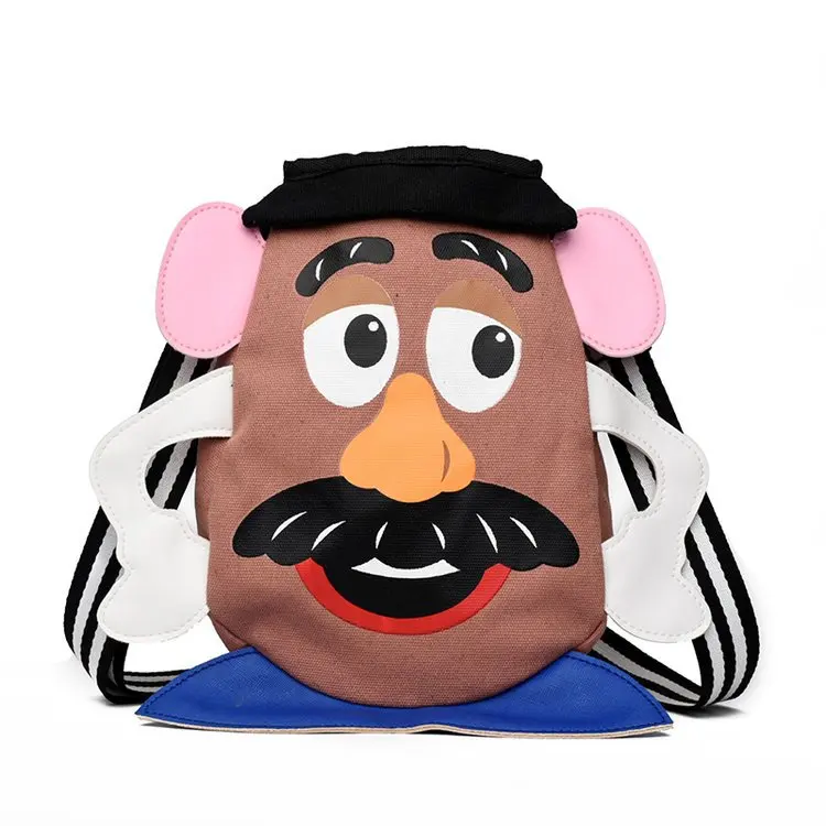 

Fashion 2018 New Style Korean-style Versatile Cute GIRL'S Wide-Strap Canvas Messenger Bag Cartoon Beard Uncle Shoulder Bag