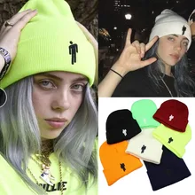 Вышивка Billie Eilish Beanie шапка вязаное, тёплое, зимнее шапки для мужчин и женщин Твердые хип-хоп повседневные манжеты Beanies Stickman Bonnet