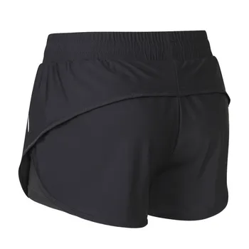 

Women High Waistline Double-layer Side Net Anti-light Running Training Sports Quick-drying Stretch Fitness Short Pants