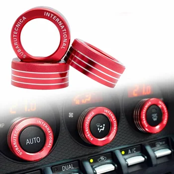 

Decorations Trim Knob Knob AC Red Car Vehicle 3Pcs Control Volume Cover