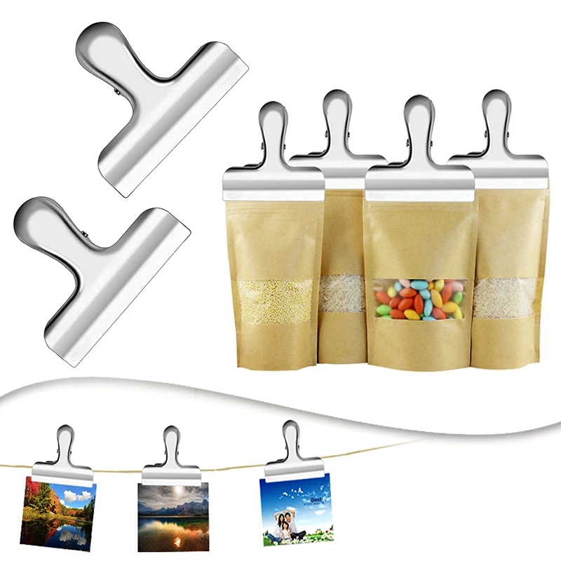 Set of 10 Heavy Duty Thicker Stainless Chip Bag Clips,Great for Air Tight Seal Grip on Coffee and Food Bags, Kitchen Home Office