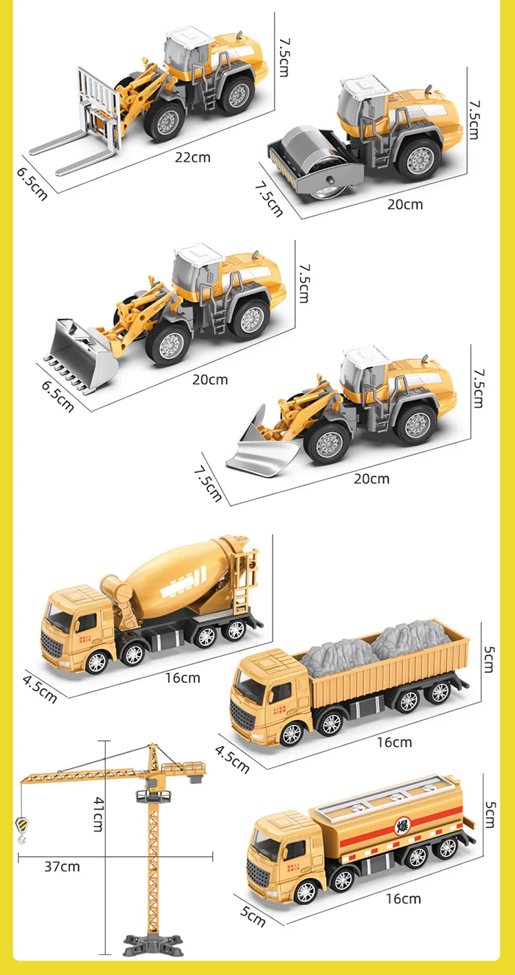 Classic Bulldozer Crane Excavator Trucks Vehicles Juguetes Carros Boy Alloy Engineering Truck Cars Toys for Kids Boys Xmas Gifts