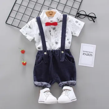 

Formal Kids Clothes Toddler Boys Clothing Set Summer Baby Suit Shorts Children Shirt With Collar Wedding Party Costume 1-4 Years
