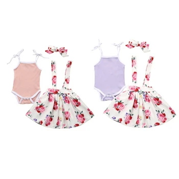 

Baby sets 3PCS For Girls summer Solid baby Suit Clothing Clothes newborn clothes