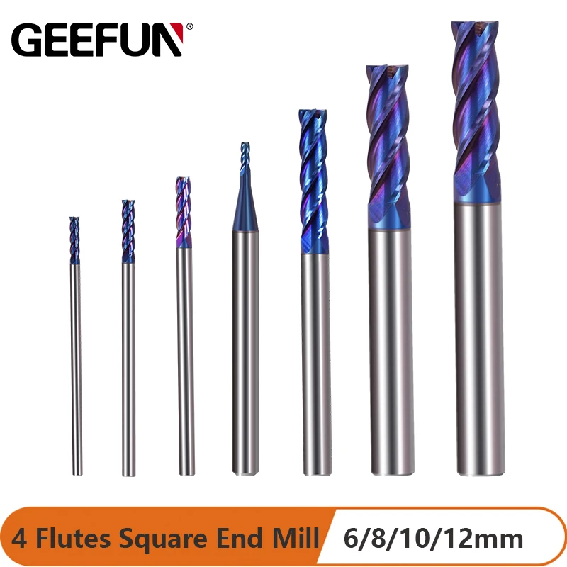 

D4*10*D4*50*4T Solid carbide 4 flutes flattened end mills with straight Slim shank milling cutter HRC65 nACo-Blue Coated