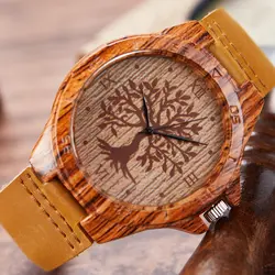 Креативные Часы из имитации дерева для мужчин и женщин кварцевые часы имитация дерева наручные часы из мягкой кожи ремешок мужской Reloj montre