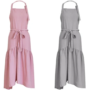 

Brief Nordic Wind Mermaid Fairy Cotton Linen Cooking Kitchen Apron for Woman Dress Flower Shop Smock Hairdresser Bib