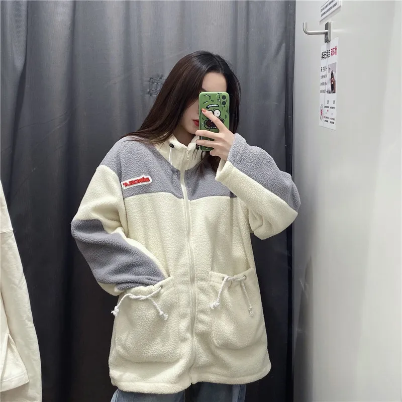 

Women's jacket 2020 sheepskin coat autumn and winter fashion loose cashmere plus velvet thick warm cotton coat trend