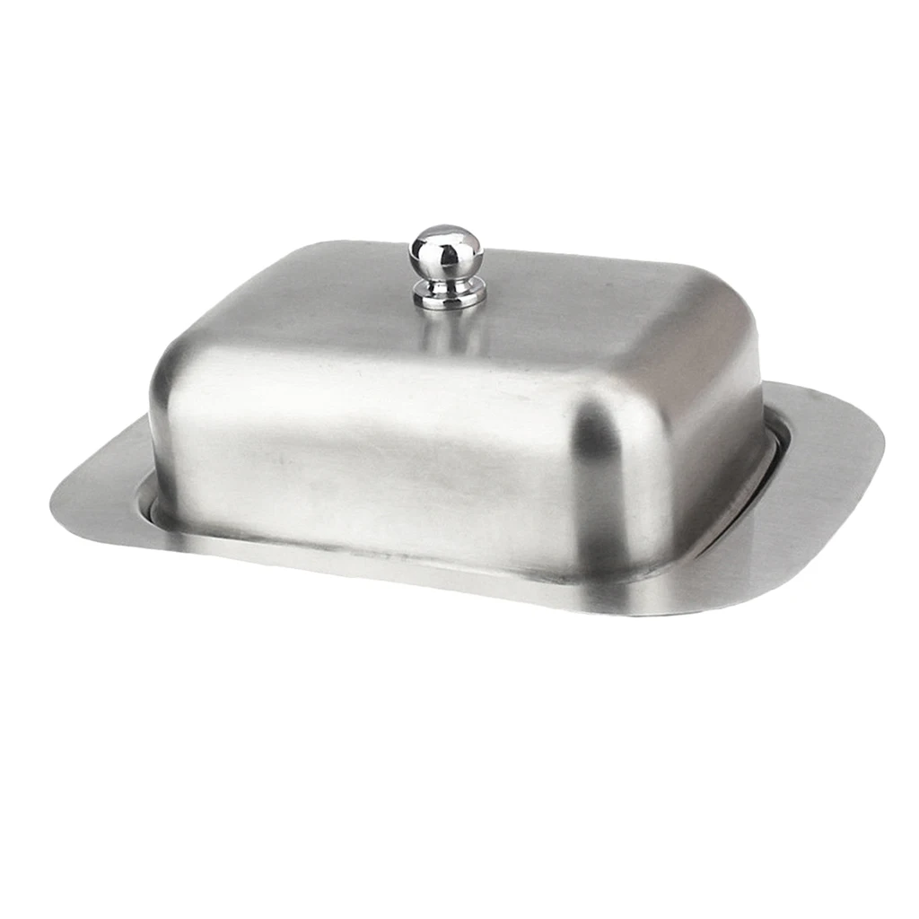 Stainless Steel Butter Dish Bread Dessert Cake Serving Tray Food Container