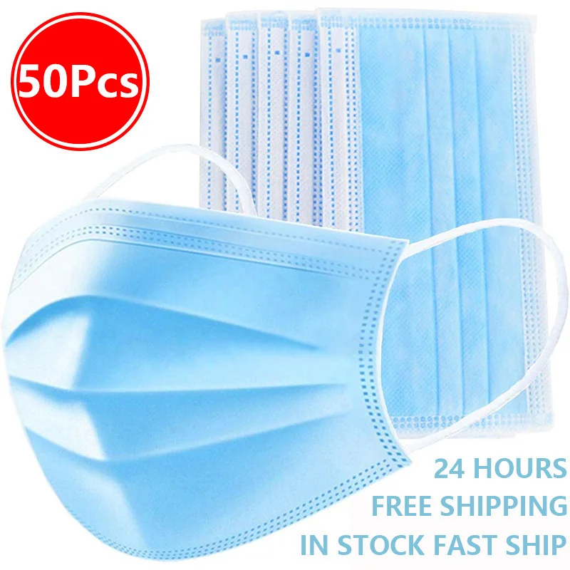 

Free Shipping 50pcs/pack Mask dust protection Masks Disposable Face Masks Elastic Ear Loop Disposable Dust Filter Safety Mask