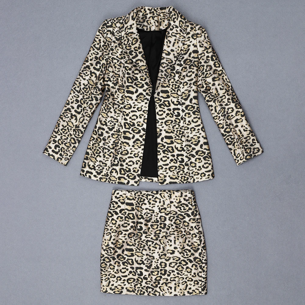 Леопардовый Костюм с юбкой, офисная одежда, женские костюмы с юбкой, блейзер и юбка, офисные костюмы для женщин, костюмы, модный блейзер