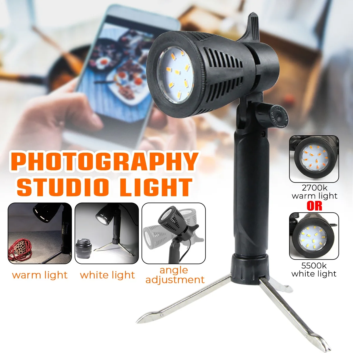 

5500K/2700K 6W LED Photography Photo Studio Light Lamp Camera Softbox Tripod Stand Bulb For Light Tent