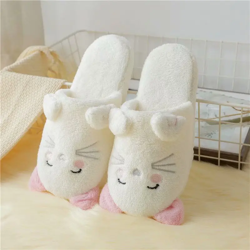 white cat slippers