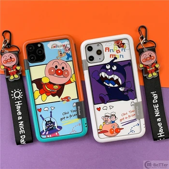 

Cartoon case for iPhone 11pro max tempered glass back front film SE2 7/8+ Mobile cover anpanman screen protector X/XS Max bumper