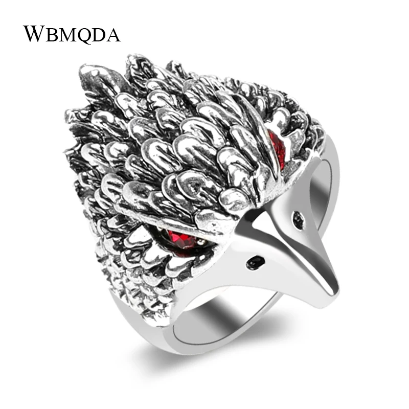 Wbmqda панк мужское кольцо с орлиными лапами классические Серебрянные украшения в античном стиле маленькие глаза мозаичное кольцо с красным кристаллом рождественские подарки