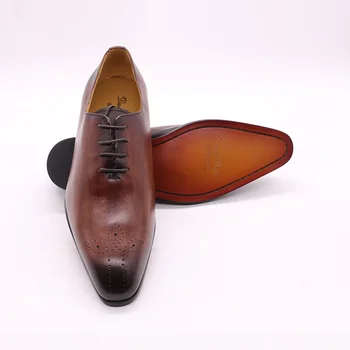 

Hot Selling Handmade Children School Genuine Leather Dress Shoes Pointed Toe Lace Up Boy Oxfords Casual Party Formal Top Quality
